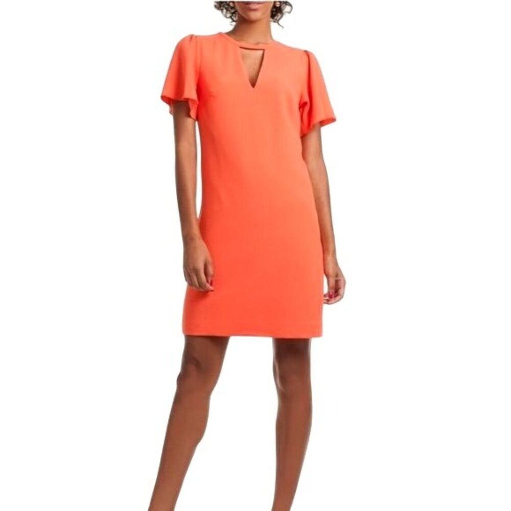 TRINA TURK Anderson Flutter Short Sleeves & Keyhole V-Neck Dress-US 2‎